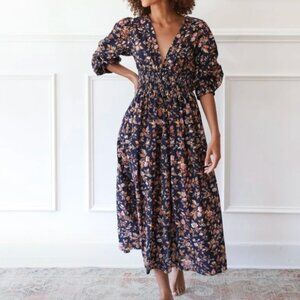 Mille Celeste Dress in Montmartre Navy Midi dress size Medium